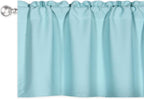 DECOVSUN Aqua Blue Valance for Windows 42x18 Inch Solid Thermal Insulated Blackout Rod Pocket Kitchen Short Curtain Toppers Valance for Bathroom Living Room 2 Panels