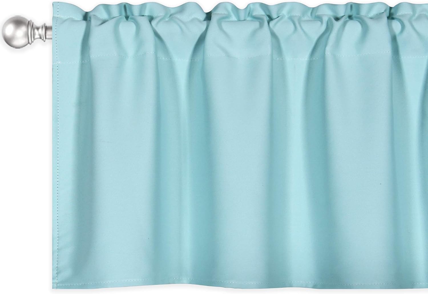 DECOVSUN Aqua Blue Valance for Windows 42x18 Inch Solid Thermal Insulated Blackout Rod Pocket Kitchen Short Curtain Toppers Valance for Bathroom Living Room 2 Panels