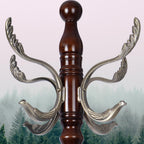 Coat Rack Stand, Solid Wooden Coat Tree with 14 Hooks, Heavy Duty Coat Rack Freestanding with Sturdy Round Base, Natural Birch Wood Coat Hanger Stand for Entryway Bedroom (Metal hook)