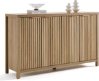 OAKHAM HOME Buffet Cabinet Fluted Sideboard 56" Accent Cabinet with Adjustable Shelves 4 Doors Modern Storage Credenza for Living Room Kitchen Hallway,Golden Oak