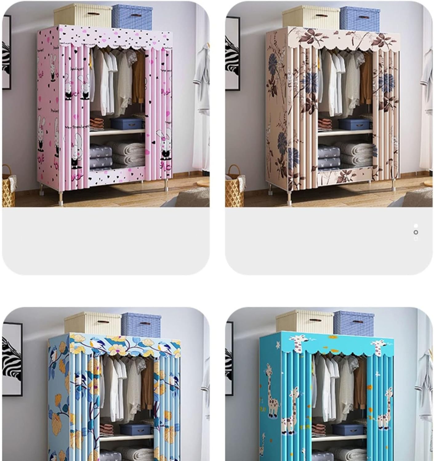 Wardrobe Organiser Wardrobe Storage Quick Install Wardrobe Storage Double The Weight Strong and Sturdy Used for Rental Room Bedroom (Size : 125X45X170cm A)