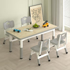 LulliSpace Kids Study Table and 4 Chairs Set,Height Adjustable Table and Chairs for Children and Toddlers,47.2"X23.6"Graffiti Desktop,Suitable for Daycare,Classrooms, Home