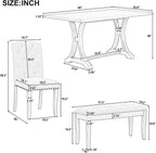 Mirightone Farmhouse Dining Table Set for 6, Dining Table with Bench and Chairs, 6 Piece Kitchen Table Set Solid Wood Dining Room Set with Trestle Table Legs (Natural Wood Wash)
