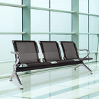3-Seat Waiting Room Chairs - Waiting Room Bench with Arms Airport Reception Bench Guest Reception Chairs Lobby Bench Waiting Area for Airport Market Bank Hospital School Barbersho, Black