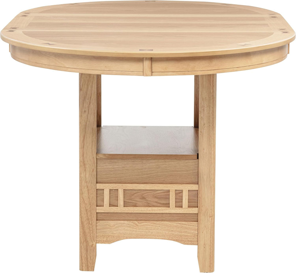 Coaster Home Furnishings - LAVON - 5-Piece Counter Height Dining Set - Oval Extendable Table with Storage & 4 Upholstered Chairs - Dining Room & Kitchen - Light Oak - 106628-S5
