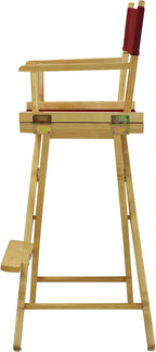 Casual Home 30" Director's Chair Natural Frame-with Burgundy Canvas, Bar Height