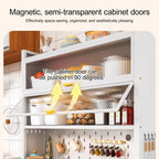 Sideboard with Buffet Cupboard, Tall Kitchen Pantry Storage Cabinet with Microwave Stand, Adjustable Shelf, Cupboard for Dining Room Living Room Furniture(White,80cm/31.4in)