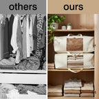 YGEOMER Blanket Storage Bags, Canvas Foldable Closet Organizers Containers with Reinforced Handle for Dorm Bedroom Closet Clothing Comforters Pillows Toys, 2 Pack