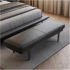 Modern Black PU Leather Modern Ottoman Bench, Upholstered Bedroom Benches Footrest Stool Indoor for Entryway Living Room Dining Entryway(140 * 45 * 42cm)