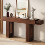 Gadroad 63" Farmhouse Narrow Entryway Console Table, Dark Walnut | with Drawers, Rustic Accent Table for Entryway, Hallway or Behind Sofa, Decorative Foyer Table for Small Spaces