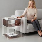 Acrylic Side Table, Acrylic Nightstand for Bedroom, Side Table for Living Room, Night Stand, 44.09 Lbs Load-Bearing Capacity Coffee Table for Living Rooms, Bedrooms, Offices