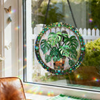 Acrylic Suncatcher Window Hanging, Leaf Sun Catcher Rainbow Indoor Window Decoration for Living Room Bedroom, Summer Home Balcony Ornaments Deco, 7.87 x 7.87 inches (64 Leaf)