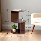 Wood 2-Tier 360° Rotating Bookshelf, Narrow Corner Bookcase & Accent Table, Floor Standing Storage Rack for Kids Bedroom Living Room, Space Saving