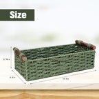 Round Paper Rope Storage Basket Wicker Baskets for Organizing with Handle Decorative Storage Bins for Countertop Toilet Paper Basket for Toilet Tank Top Small Baskets , Green