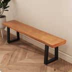 Durable Solid Wood Top Bench with Sturdy Metal Legs – Versatile Dining & Office Seating - Multi-Size Options Ideal for Living Room, Dining Room, and Home Office(Dark yellowbench, 70.87in)