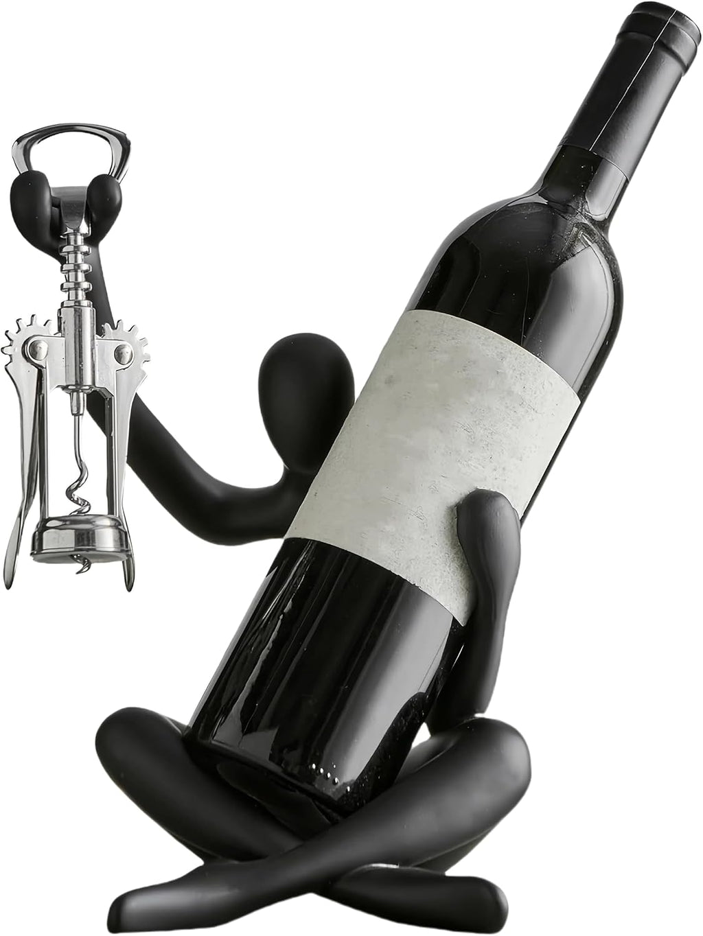 XINXUAN Modern Wine Bottle Holder, Resin Hollow-Out Design Decorative Wine Rack(Black)