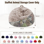Bean Bag Cover (No Filler), Soft Faux Fur Stuffed Animal Bean Bag Storage, Fluffy Plush Bean Bag Chair Cover Washable, Comfy Bean Bag Covers for Adults Kids Teens, 38"x40" Ombre Khaki