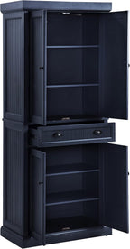 Crosley Furniture Seaside Coastal Pantry Storage Cabinet with Shelves, Kitchen, Dining, or Laundry Room, Distressed Navy