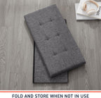 Ornavo Home 30 Inch Folding Storage Ottoman Bench, Tufted Linen, Dark Gray | Upholstered Large Ottoman with Lid; Foot Rest Stool; Ideal for Bedroom, Living Room or Entryway