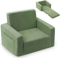 Kids Chair and Couch, 2-in-1 Fold-Out Kids Sofa, Soft Convertible Seating, Comfy Kids Chair for Boys and Girls,Green