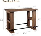 Garvee 63-Inch Bar Table, Wooden Home Coffee Bar Unit with Storage, Farmhouse Counter Height Pub Table with Metal Footrest for Home Kitchen, Dining Room, Bistro, Living Room, Walnut