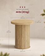 VASAGLE Round Side Table, Tambour End Table, Mid Century Modern Nightstand, Easy Assembly, for Small Spaces, Living Room, Bedroom, Home Office, 17.7 x 19.7 Inches, Natural Brown ULET295K101