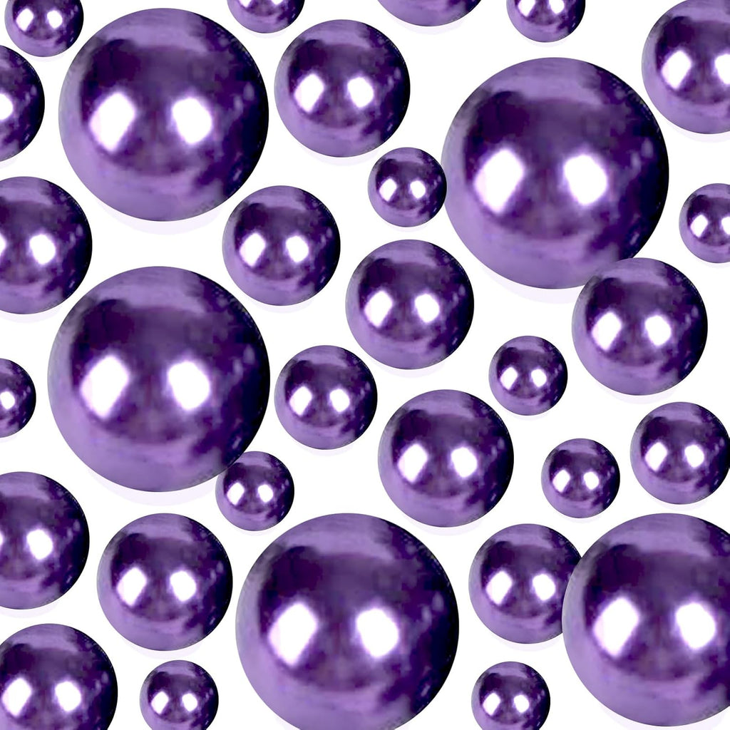 Vase Filler Beads 50PCS Dark Purple Floating Bead for Centerpieces Vases Fake Pearl for Floating Candles Wedding Table Birthday Theme Party Home Decor Makeup Brush Beads No Hole 20/14/10mm