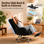 Big and Tall Office Chair, Executive Ergonomic Computer Gaming Chair with Foot Rest, Flip Armrests for Pets & Extra Space, Crystal Velvet Wide Seat Reclining Desk Chair, Black