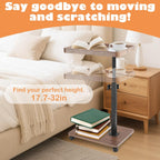 C Table End Table Adjustable Height, 360° Swivel Bed End Tables with Wheels, C Shaped Side Tables TV Tray Sofa Table for Small Spaces，Side Tables Living Room and Bedroom for Sofa, Bed,Chair