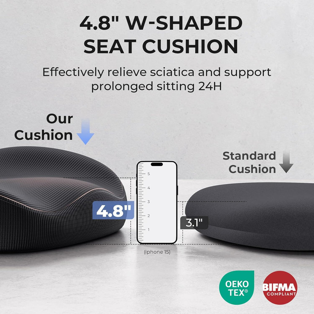 Ergonomic Chair - 350lbs Capacity for Big & Tall with 4.8" Thickened Seat Cushion, Sacral Lumbar Support and Flip-Up Arms for Home Office