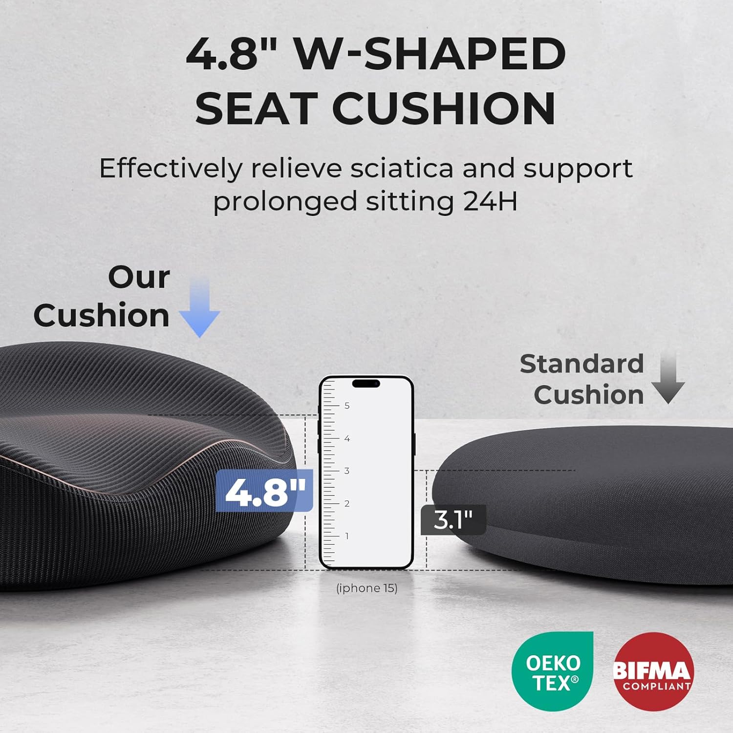 Ergonomic Chair - 350lbs Capacity for Big & Tall with 4.8" Thickened Seat Cushion, Sacral Lumbar Support and Flip-Up Arms for Home Office