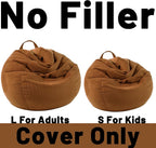 LPMOERA Stuffed Animal Storage Bean Bag Chair Cover (No Filler) For Kids and Adults.Soft Stuffable Bean Bag For Organizing Children Plush Toys or Memory Foam Caramel S for Kids