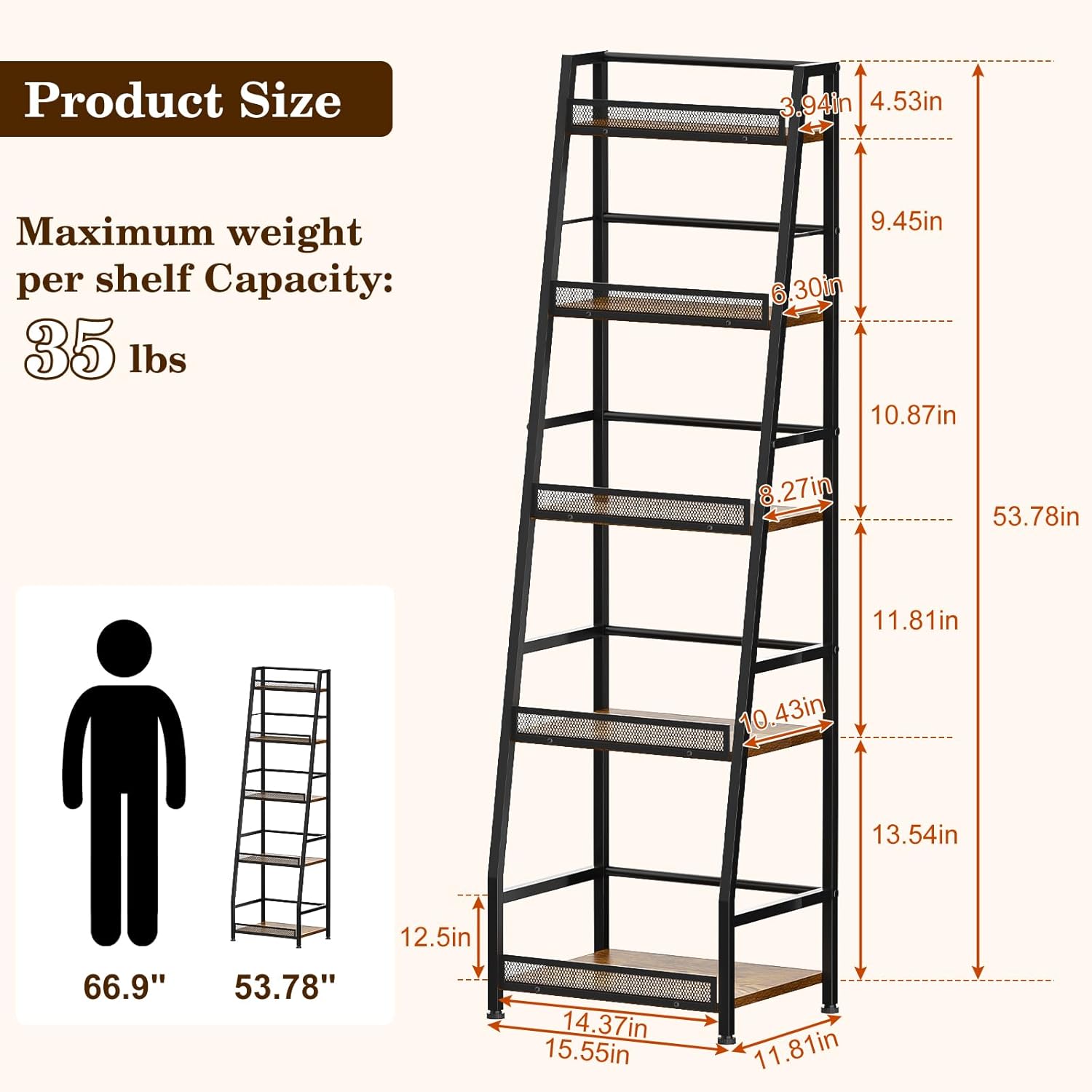 5-Tier Trapezoid Liquor Stand for Home Bar, Large-Capacity Liquor Cabinet Bar for Home, Stepped Wine Rack Freestanding Floor for Whiskey, Corner Wine Bottle Display Shelf with Fences for Living Room
