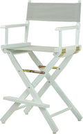Casual Home 24" Director's Chair White Frame with Grey Canvas, Counter Height