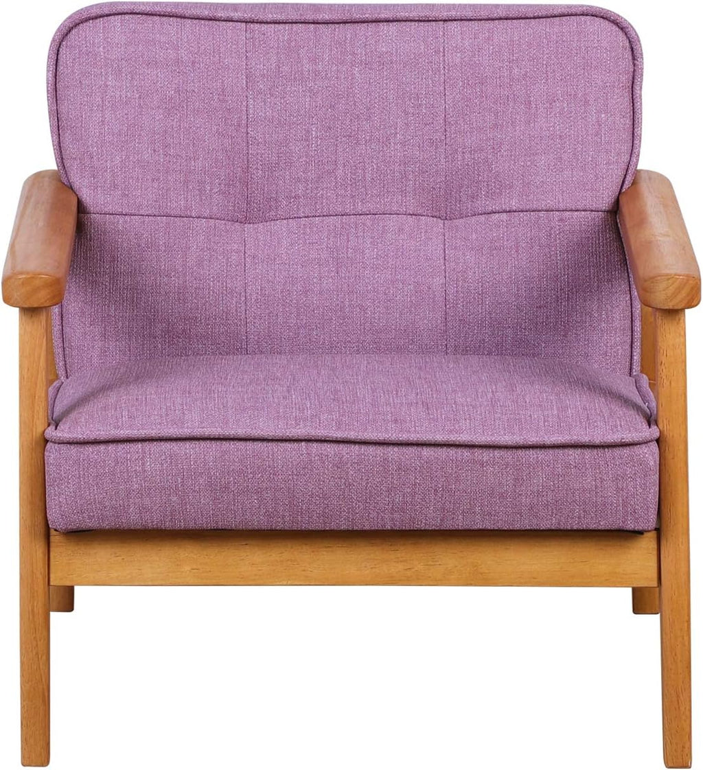 BabyLand Toddler Chair,Single Kid Sofa Chair with Solid Wood Structure and Linen Fabric for Kid Gift (Light Purple)