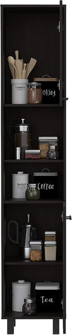 78 Inch Tall Black Pantry Cabinets, 3 Shelves, 2 Doors, Home Storage Organization for Kitchen, Living Room