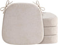 D-Shaped Chair Cushions for Dining Chairs, 2.5” Thick Chair Pads with Washable Comfortable Textured Cover, Non Slip Kitchen Chair Cushions with Ties, 16.5" x 16.5", 4 Pack, Beige