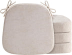 D-Shaped Chair Cushions for Dining Chairs, 2.5” Thick Chair Pads with Washable Comfortable Textured Cover, Non Slip Kitchen Chair Cushions with Ties, 16.5" x 16.5", 4 Pack, Beige