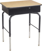 ECR4Kids Open Front Desk with Metal Storage Book Box, Adjustable, Classroom Furniture, Maple/Black