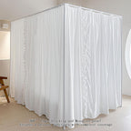 AIKASY Princess Canopy Bed Curtains with Top Ties - Windproof & Lightproof for Girls' Adult Bedroom Decor | Bed Canopy Drapes (Queen,White)