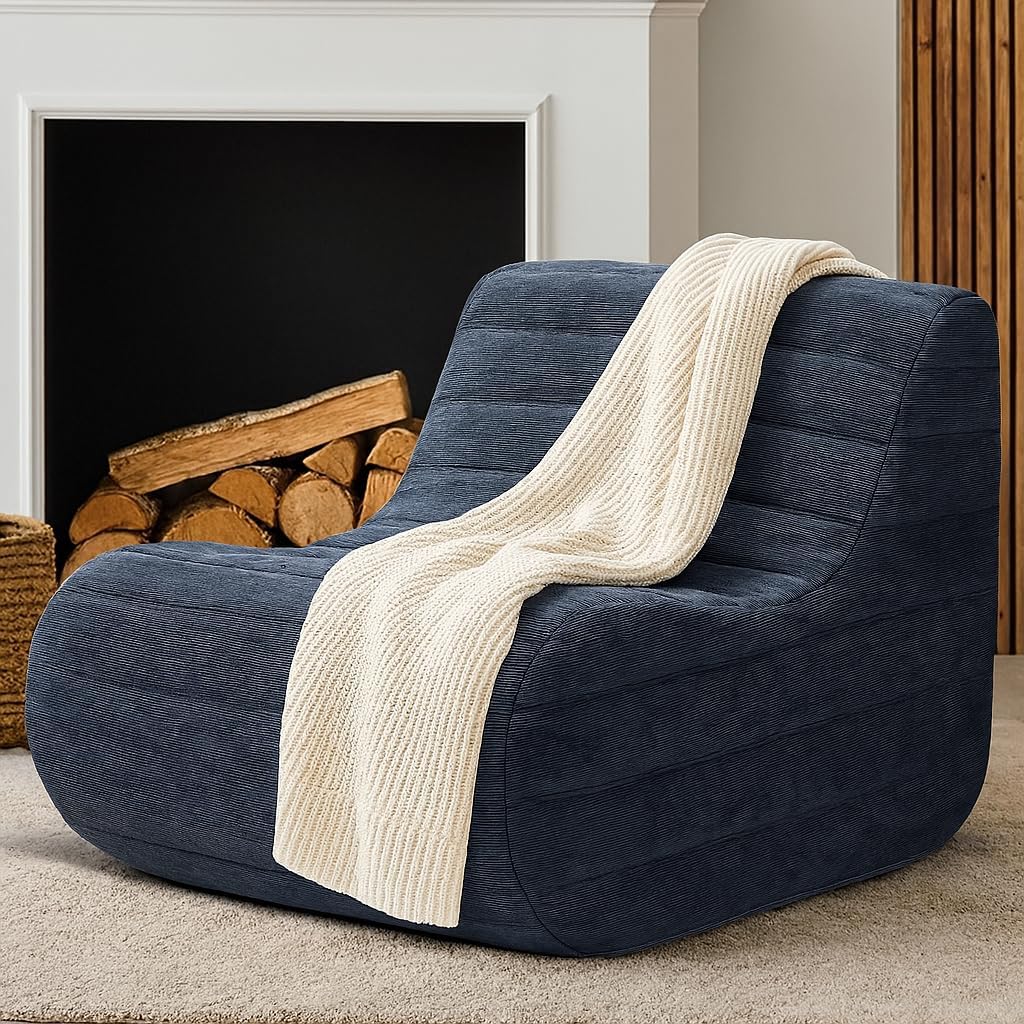 Compact Bean Bag Chair – Memory Foam Lazy Sofa Sack, Floor Couch for Bedroom, Living Room, Office & Home (Gray)