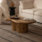 End Tables Wood Coffee Table Live Edge Finish Curved Base Living Room Decor