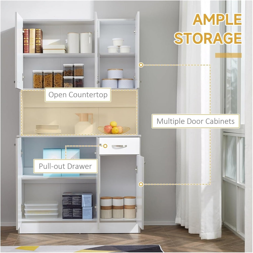 71" Modern Freestanding Kitchen Buffet Hutch with Server and Storage,for Kitchen