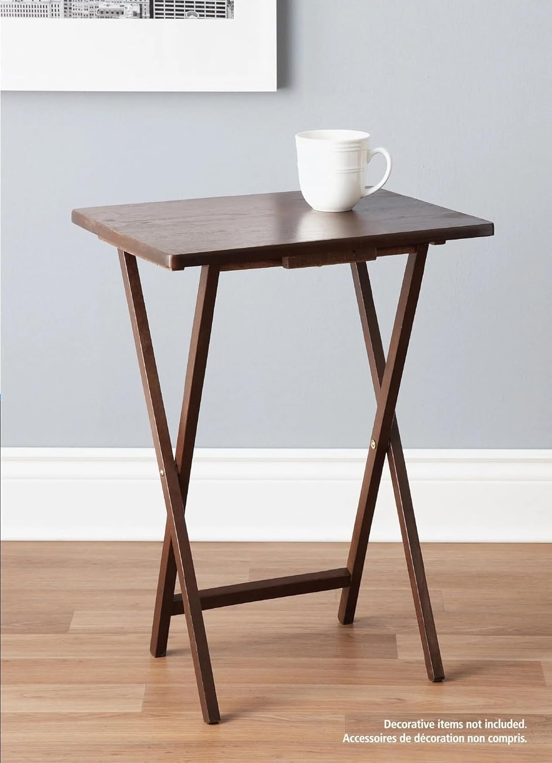 Folding TV Tray Table, Rubberwood, 19" L x 14.5" W x 26" H, Lightweight, Portable, for Meals, Snacks, and Laptops