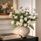 Juxdp 6 PCS Artificial Peony Branches for Vase - 27" Fake Silk Peonies Stems Look Real Faux Flowers for DIY Bouquet, Table Centerpieces, Farmhouse, Home Decor (Cream)