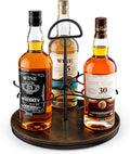 360° Rotating Wine and Coffe Syrup Bottle Rack, 6-Bottle Countertop Organizer with Non-Slip Base, Space-Saving Liquor and Syrup Bottle Display Shelves for Home Bar and Kitchen