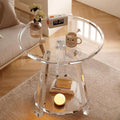 Accent FurnitAcrylic Side Table, 2-Tier Round Clear End Table, Modern Acrylic Nightstand for Living Room, Bedroom, Small Spaces, Sturdy Acrylic Accent Table with Storage Shelfure