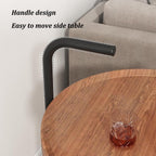 Rolling Side Table with Wheels, 2-Tier Round End Table for Small Spaces, Mobile Nightstand with Storage Shelf, Sofa Side Table for Living Room & Bedroom(Brown,40cm)