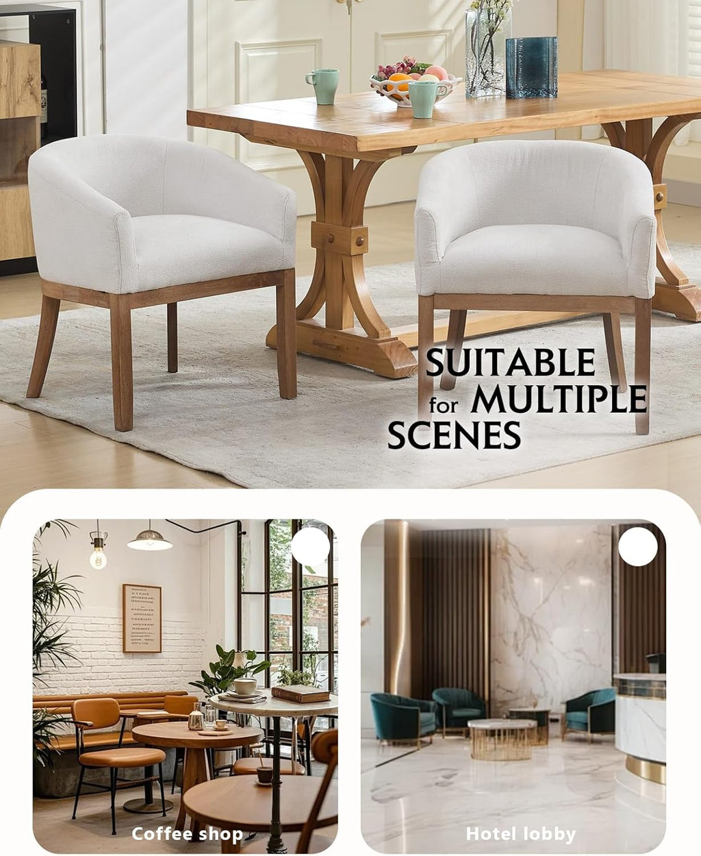 3-Piece Dining Table Set for 2 – 31.5" Round Storage Pedestal Table & 2 Linen Barrel Armchairs, Space-Saving Breakfast Nook for Small Apartments