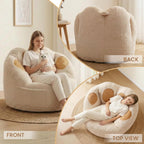 Achicsofar Bean Bag Chair for Adults Teens, Giant Faux Fur Beanbag Chairs | Cat's Paw Shape, Memory Foam Filled, Beige, Accent Floor Sofa, for Reading, Gaming, Relaxing, in Living Room, Bedroom, Dorm